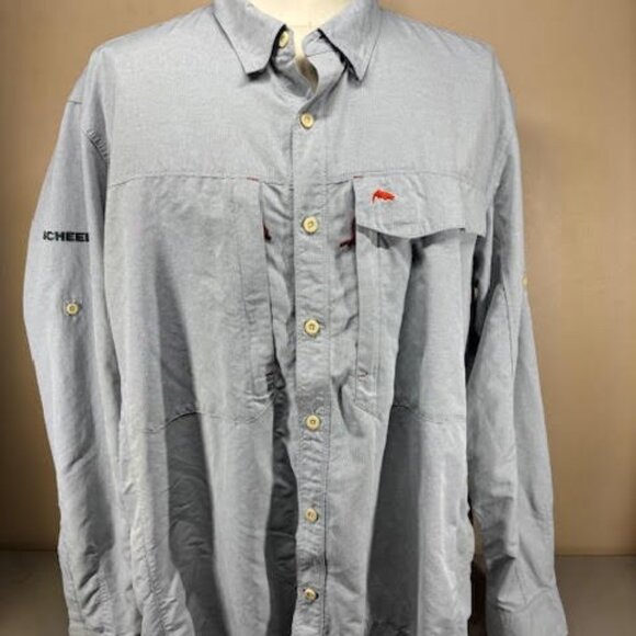 Simms Shirt Mens XXL Beige Guide Series Long Sleeve Fishing Hike Vented Outdoor - Picture 1 of 2